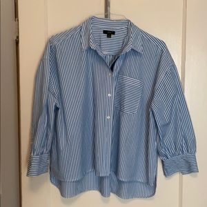 J Crew Blue Striped Blouse